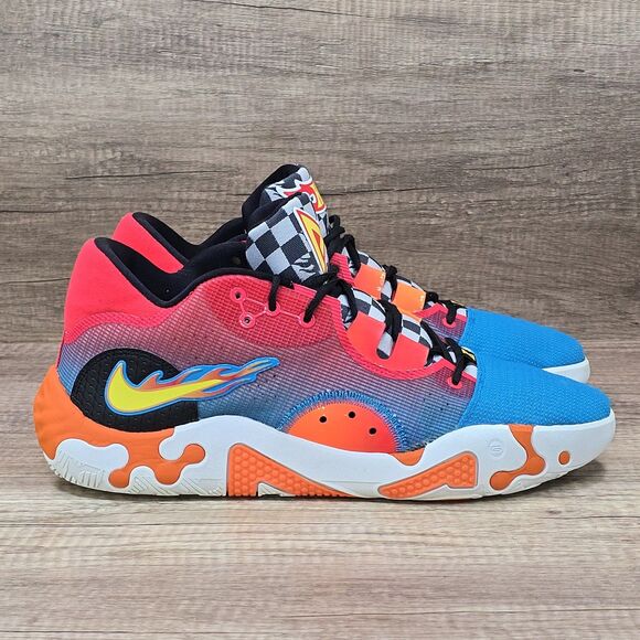 Nike PG 6 NRG x Hot Wheels Men\'s Size 14 Blue Orange Red Sneakers (DH8446-400)